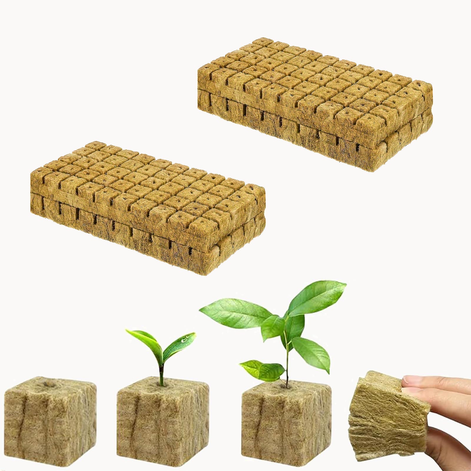 200 wkładek do uprawy z wełny mineralnej, substrat do uprawy bez dna do rozmnażania roślin, 25 x 25 x 25 mm