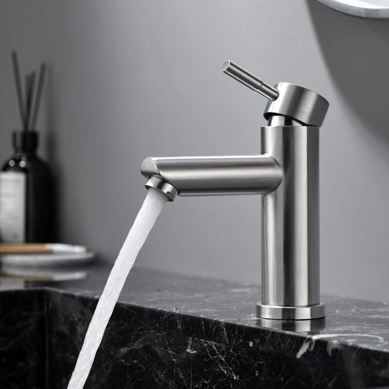 Bateria Umywalkowa Zlewozmywakowa Jednouchwytowa Bateria Umywalkowa Stali Nierdzewnej Nowoczesny Design Baterii Łazienkowej Regulacja Ciepłej Zimnej