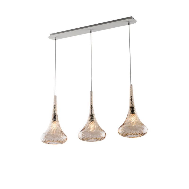 Binario in ferro con vetri ambra pyrex 3 luci H.41 - MAX 141 - L.75 X 10