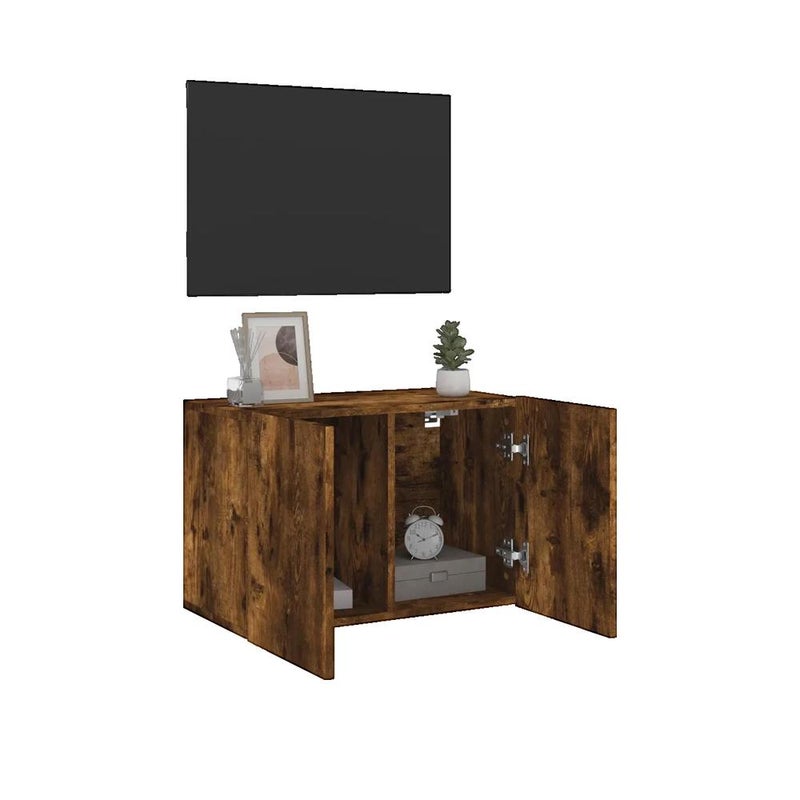 Meble TV vidaxl dąb wędzony 60x30x41 cm trwałe drewno inżynieryjne i montaż ścienny