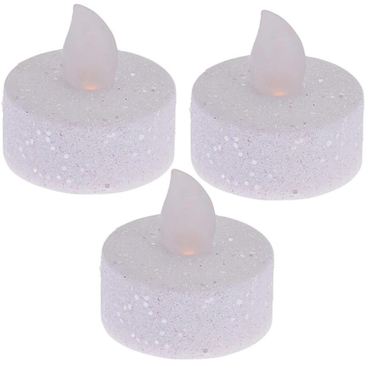 Zestaw 3 świeczek Tea Light Led z brokatem