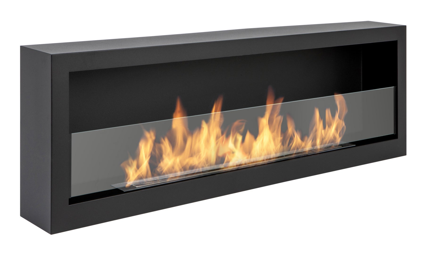 Biokominek wiszący naścienny S-Line BOX 120 cm czarny z szybą