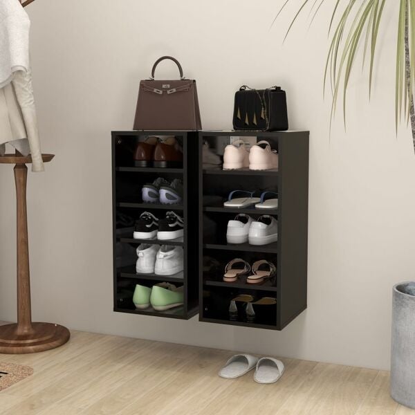 vidaXL Szafka na buty 2 szt. Czarna 31,5x35x70 cm Drewno konstrukcyjne