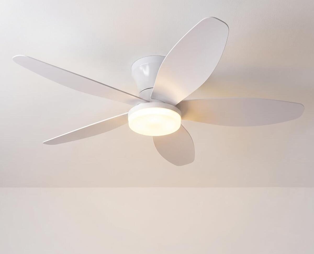 Wentylator sufitowy z oświetleniem - średnica 100 cm, 220 V, odpowiedni do salonu (biały), trójkolorowe źródło światła.