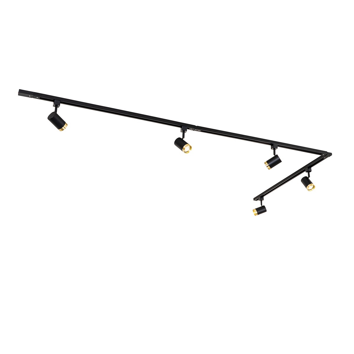 Nowoczesny system szynowy z 5 reflektorami czarno-złoty 1-fazowy - Iconic Jeana