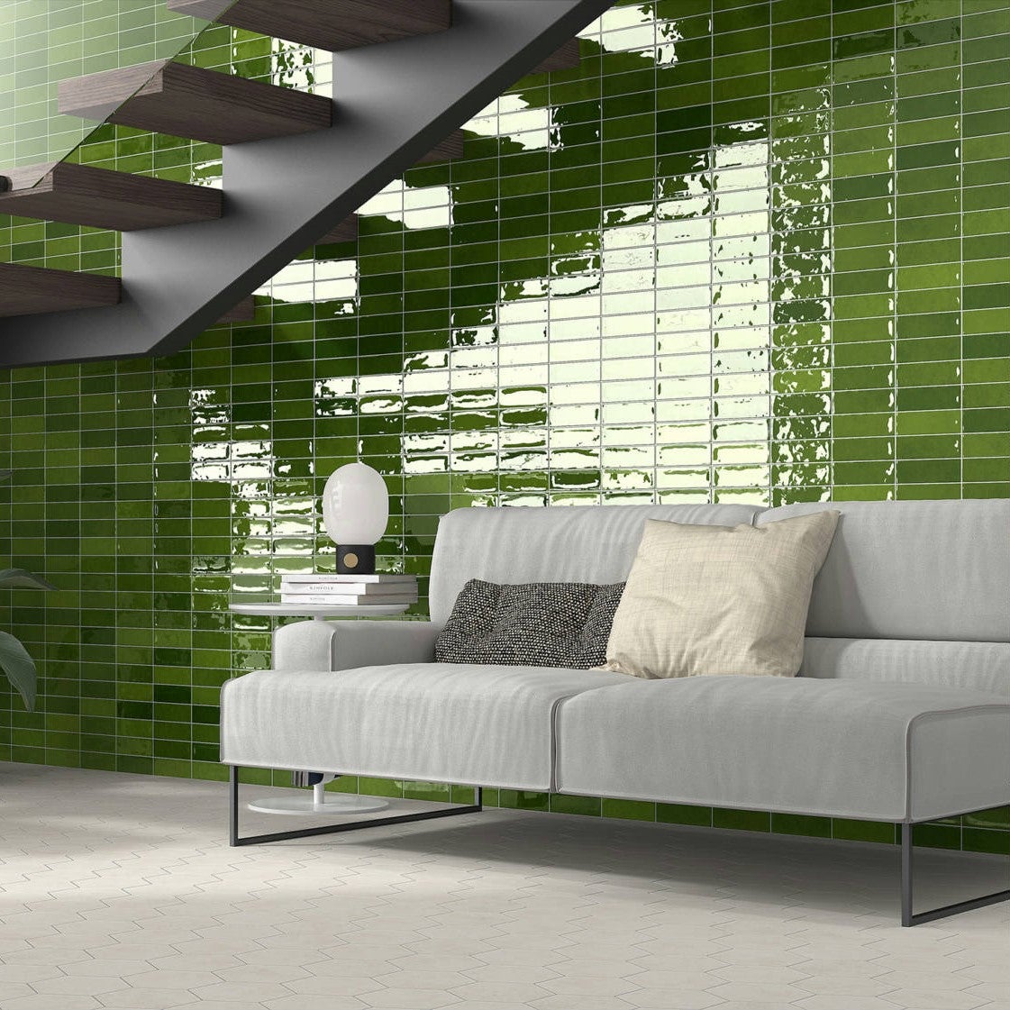Mini Brick Seria Calpe Oliwkowy Gres porcelanowy premium 5x15 cm