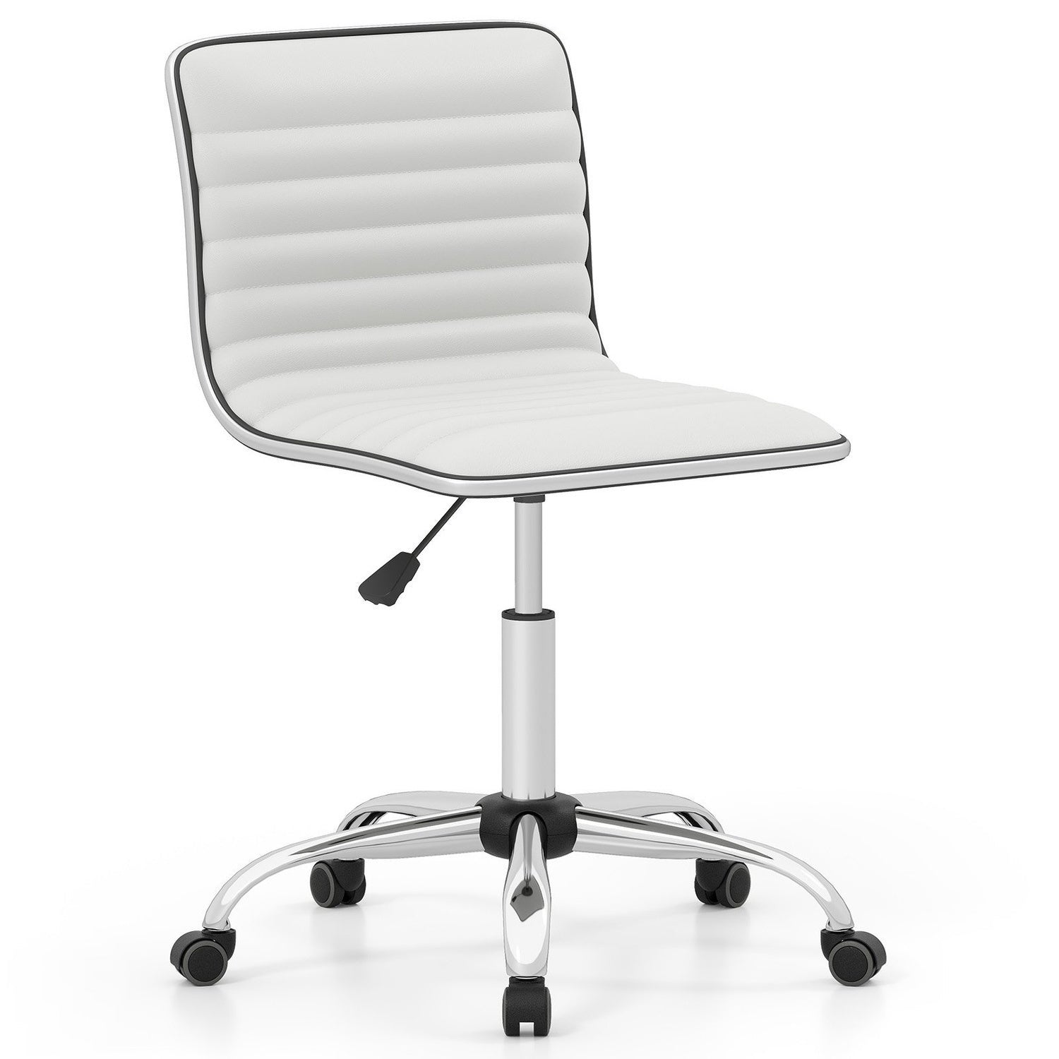 Ergonomiczne krzesło biurowe, bez podłokietników, regulowana wysokość, białe