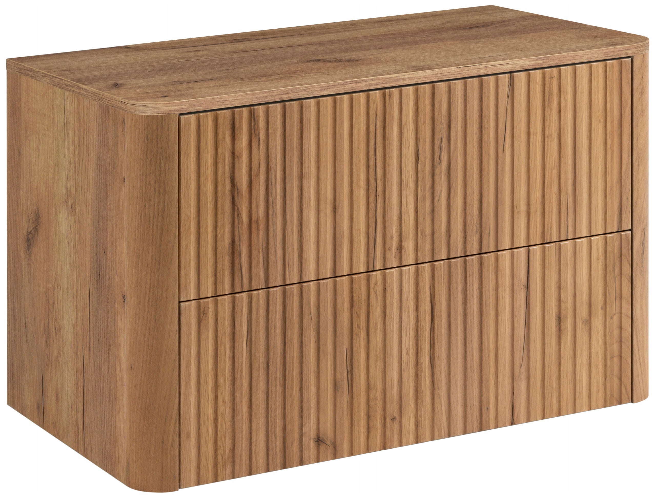 Szafka łazienkowa LINEA 80 cm dąb craft złoty ryflowana wisząca z blatem