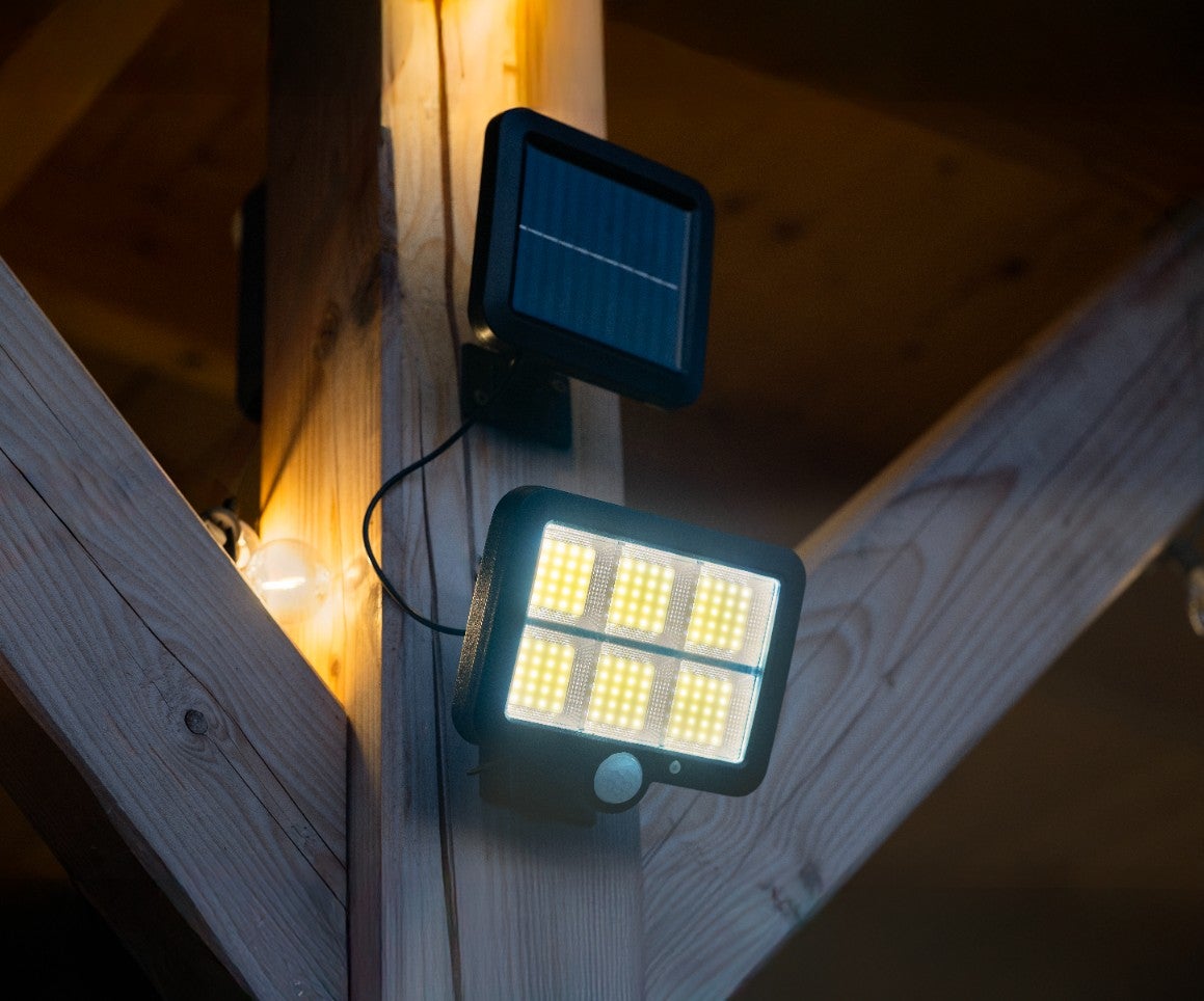 Naświetlacz Solarny Lumiled LED Halogen Lampa Ogrodowa 6500K Zimna biel IP65 Czujnik Ruchu i Zmierzchu 1 szt.