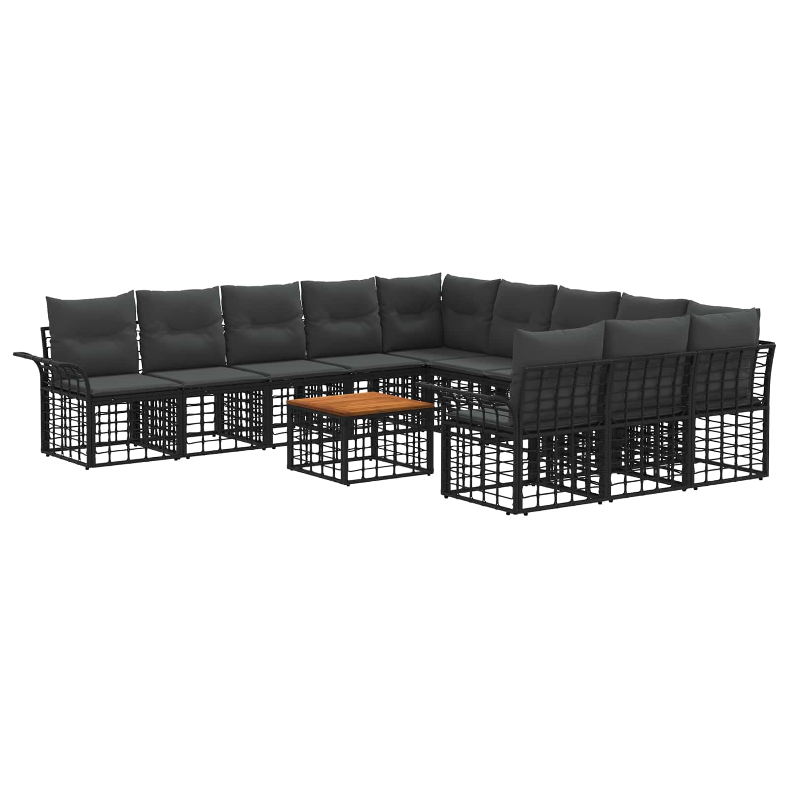 Zestaw sof na zewnątrz 12 pcs Czarny i Ciemnoszary Poliester vidaXL
