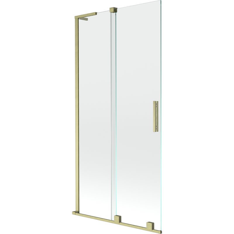 Mexen Velar L parawan nawannowy 2-skrzydłowy rozsuwany 95 x 150 cm, transparent, złoty szczotkowany - 896-095-003-01-55