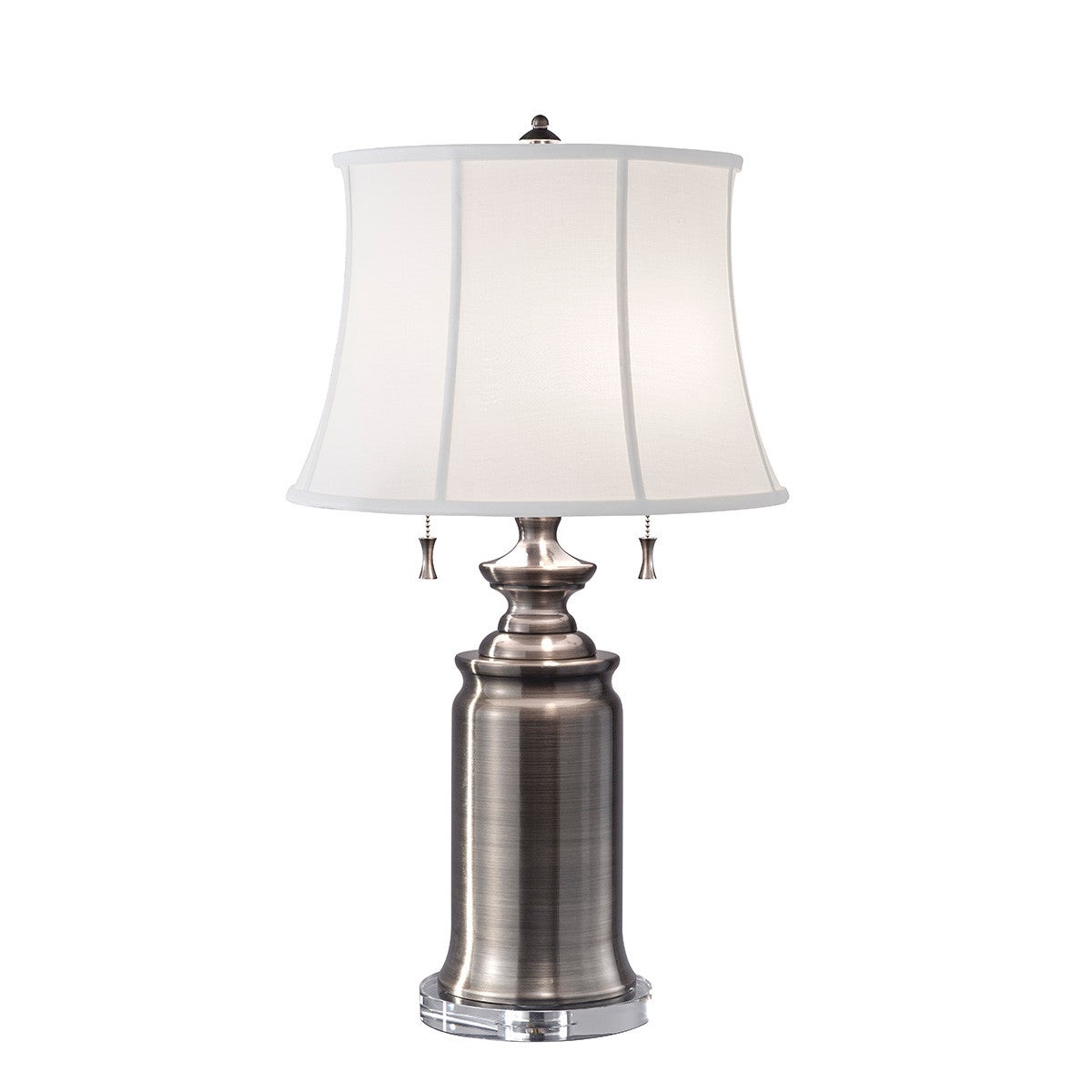 Lampa stołowa klasyczna nikiel z białym abażurem 68 cm Stateroom E27 60W Feiss