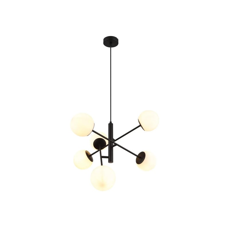 Lampa wisząca Meduza czarny matowa-biała 6xE14x20W wym: 130 x 58 x 58 cm szkło Rabalux