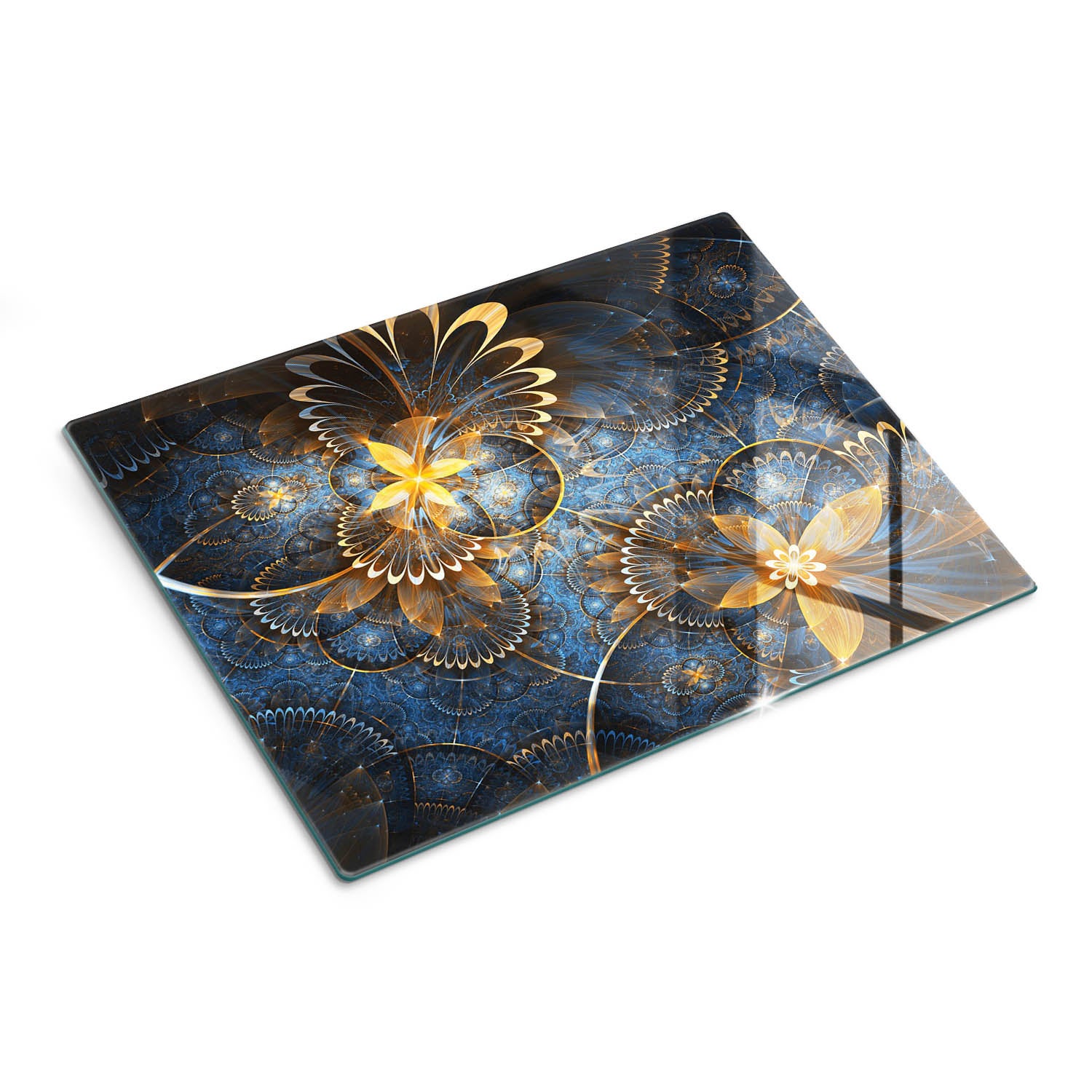 Hartowana deska kuchenna z dekoracyjną grafiką - Kwiaty Fraktalne - 30x40 - Tulup