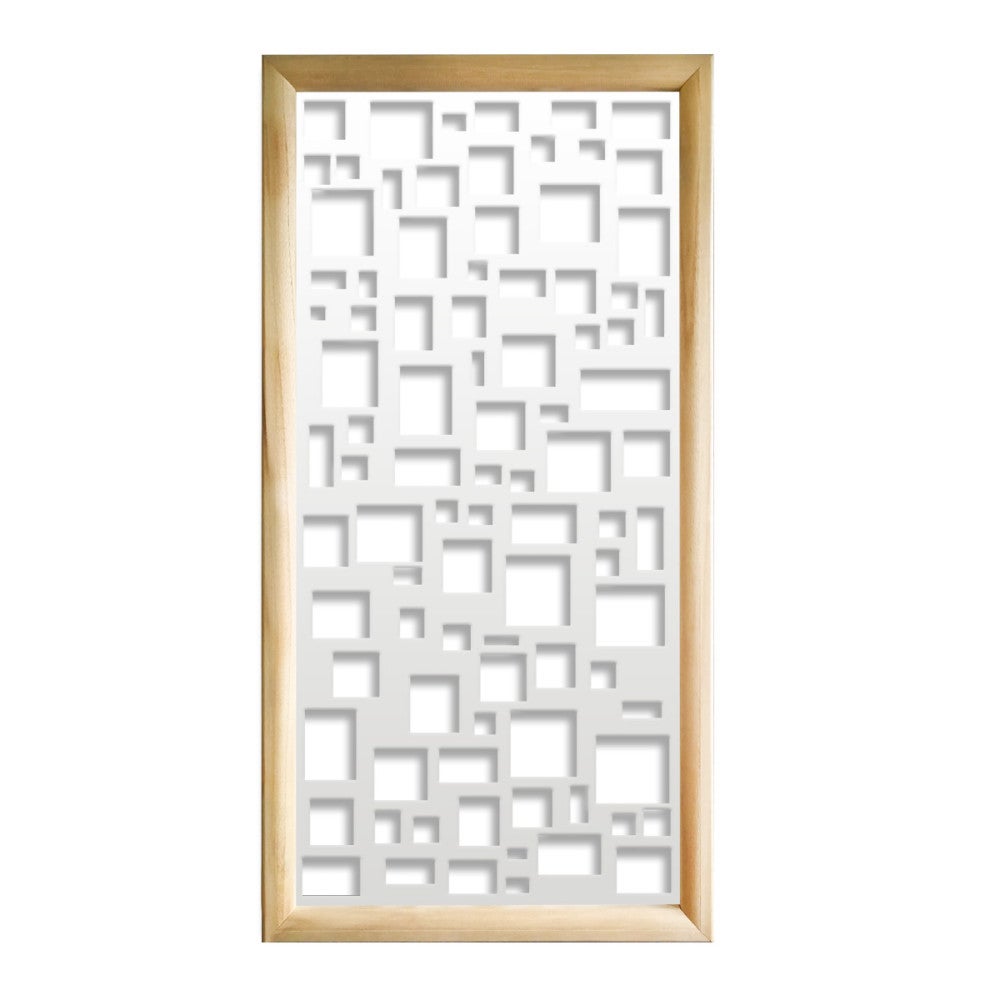 RANDOM - Prostokątne moduły dekoracyjne z drewna i PCV - Rozmiar 47x94 cm - Grubość 47 mm - Kolor wewnętrzny BIAŁY