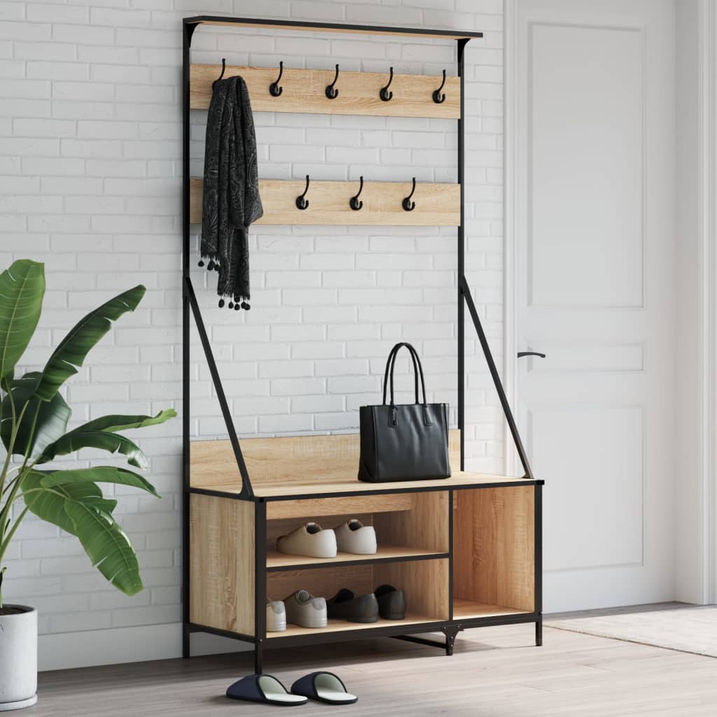 Wieszak na ubrania z miejscem na buty, dąb sonoma 100x41x184 cm vidaXL
