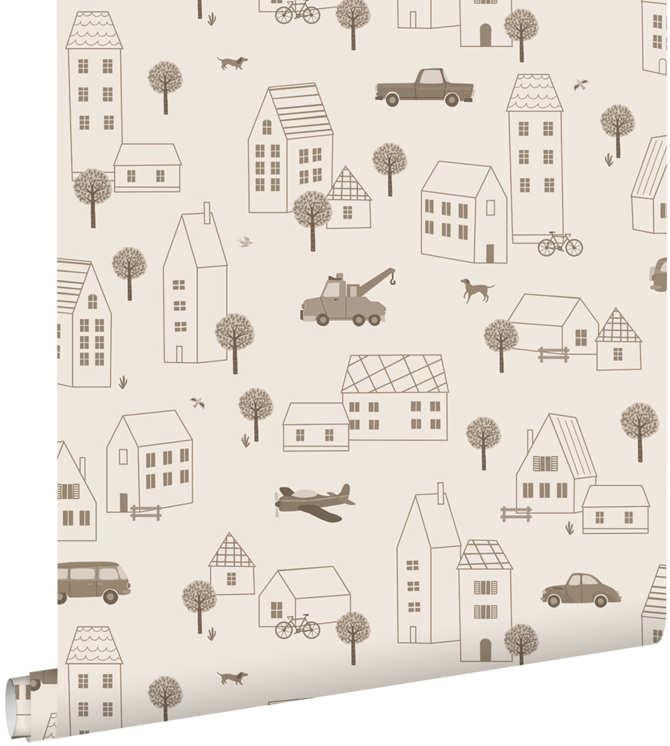 Tapeta pojazdy beżowobrązowy - 50 x 900 cm - ESTAHOME