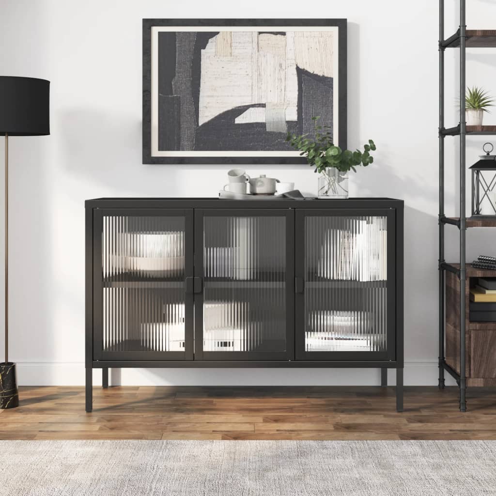Szafka, czarna, 105x35x70 cm, szkło i stal vidaXL
