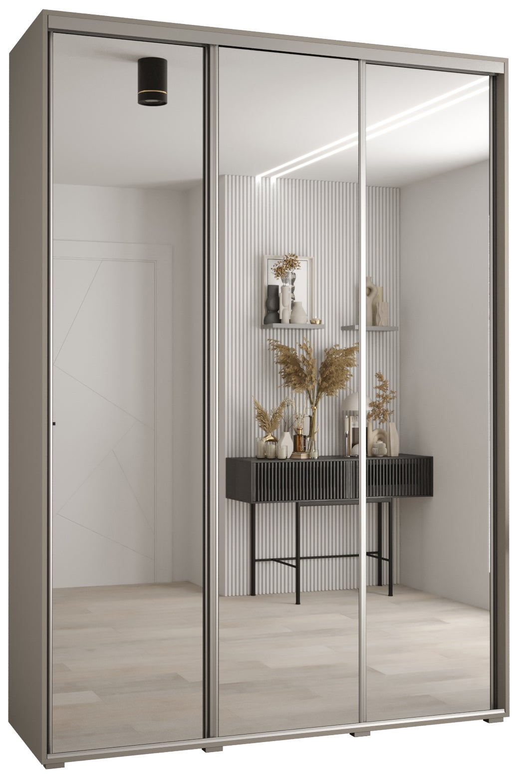 Szafa przesuwna z lustrem wysoka Dakota 2 170 x 45 x 235,2 cm kaszmir + u. Srebrny - Abiks Meble