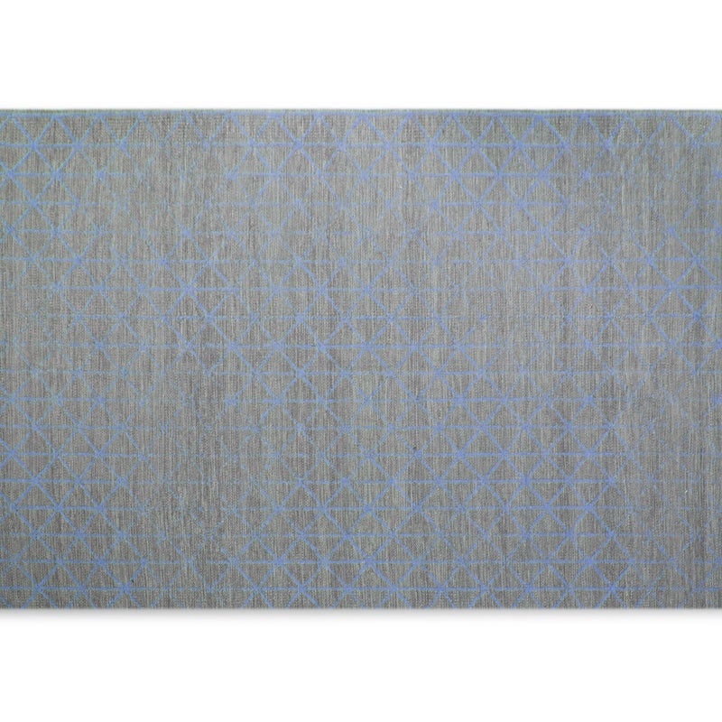 Dywan bawełniany, geometryczny szary i średni niebieski, 175x235 cm