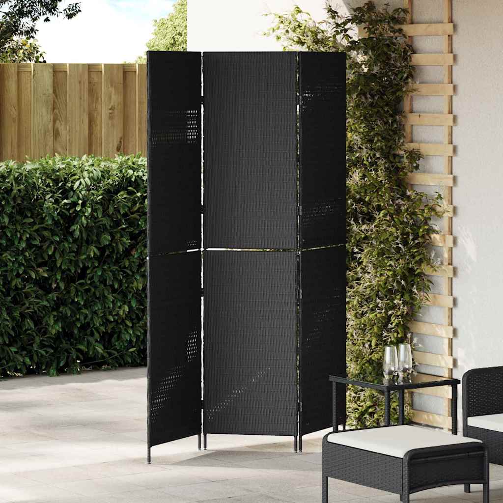 Przesłona pokoju Czarny 146 x 180 cm polirattan vidaXL