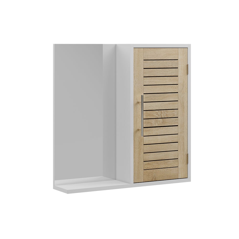 Vicco Szafka z lustrem w łazience Looma, Biały/dąb, 60 x 60 cm z 3 przegrodami