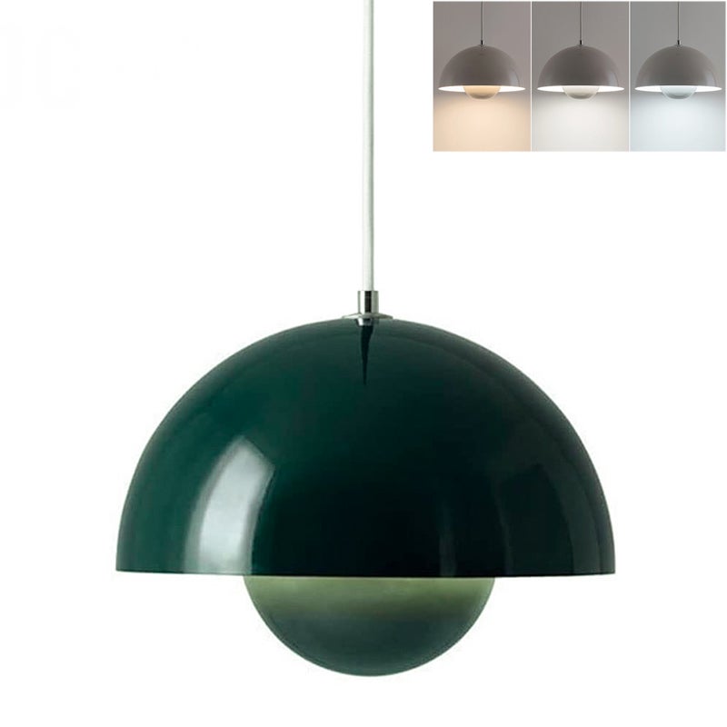 Żyrandol, nowoczesna lampa wisząca, plafon z żarówką, oświetlenie do dekoracji wnętrz, 3 temperatury barwowe, 23 cm (zielony)