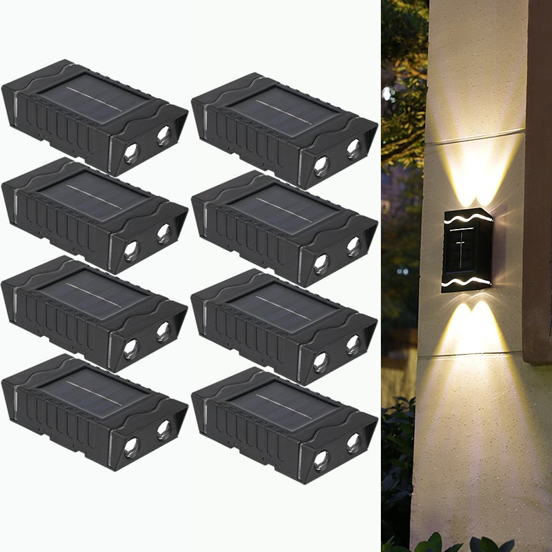 Zestaw 8 solarnych kinkietów zewnętrznych, wodoszczelne, dekoracja ogrodu, automatyczne włączanie/wyłączanie, białe ciepłe