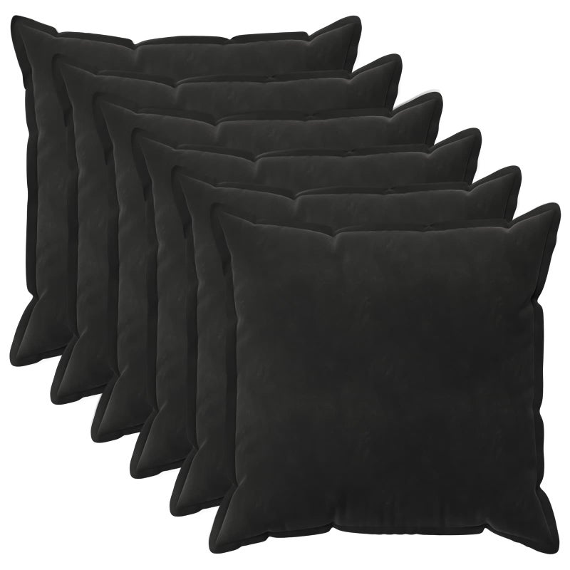 6x Poszewka Dekoracyjna na Poduszkę 70x70 cm Welurowa Czarna