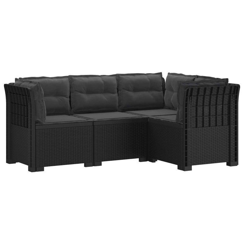 Ogród Sofa 4-osobowa z poduszkami Wygląd Rattanu PP antracytowy vidaXL