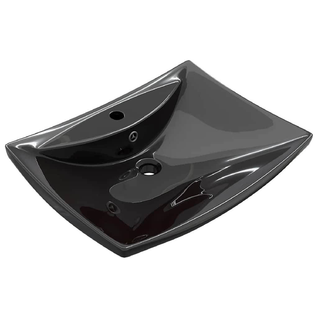 Umywalka Nablatowa Ceramiczna Prostokątna Czarna do Łazienki 60 cm