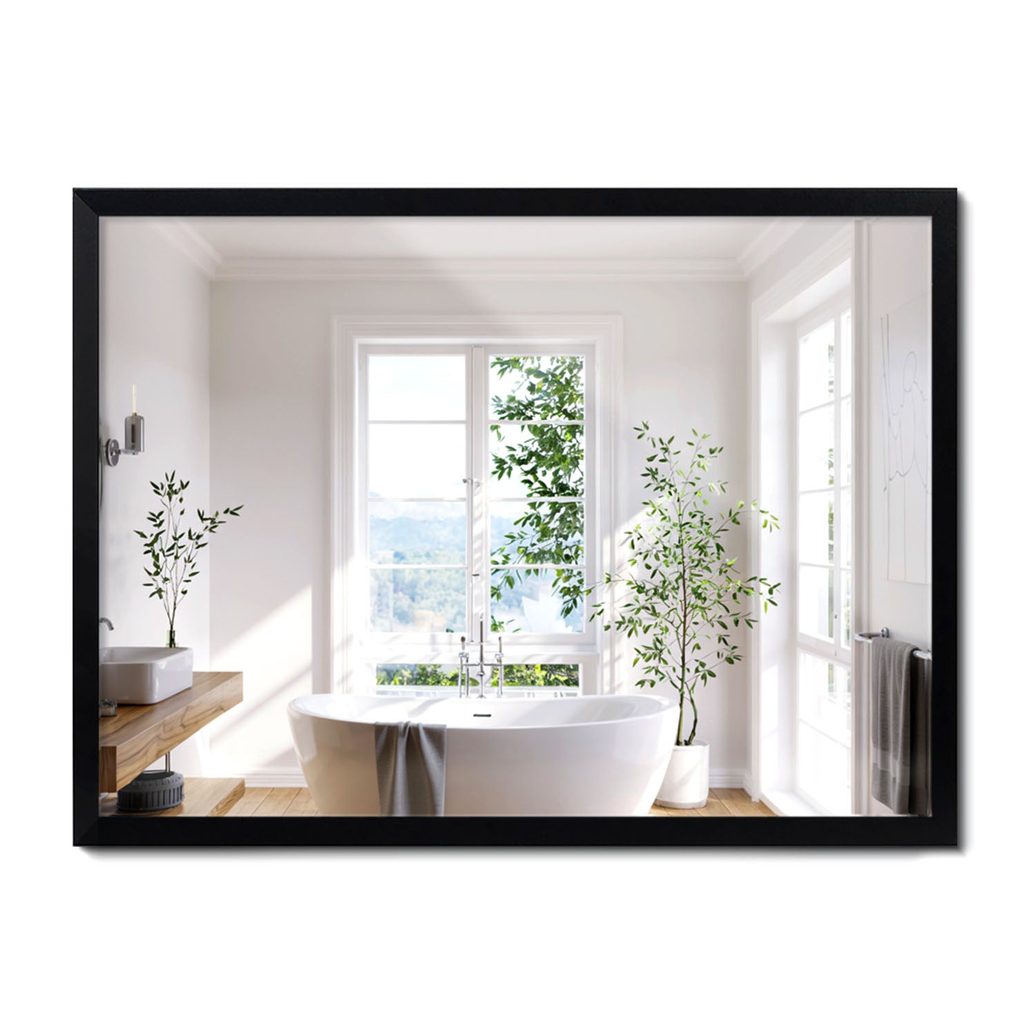 Elegancka ozdoba ścienna w czarnej ramie MDF, nowoczesne lustro do salonu 83x63 cm, ArtPrintCave