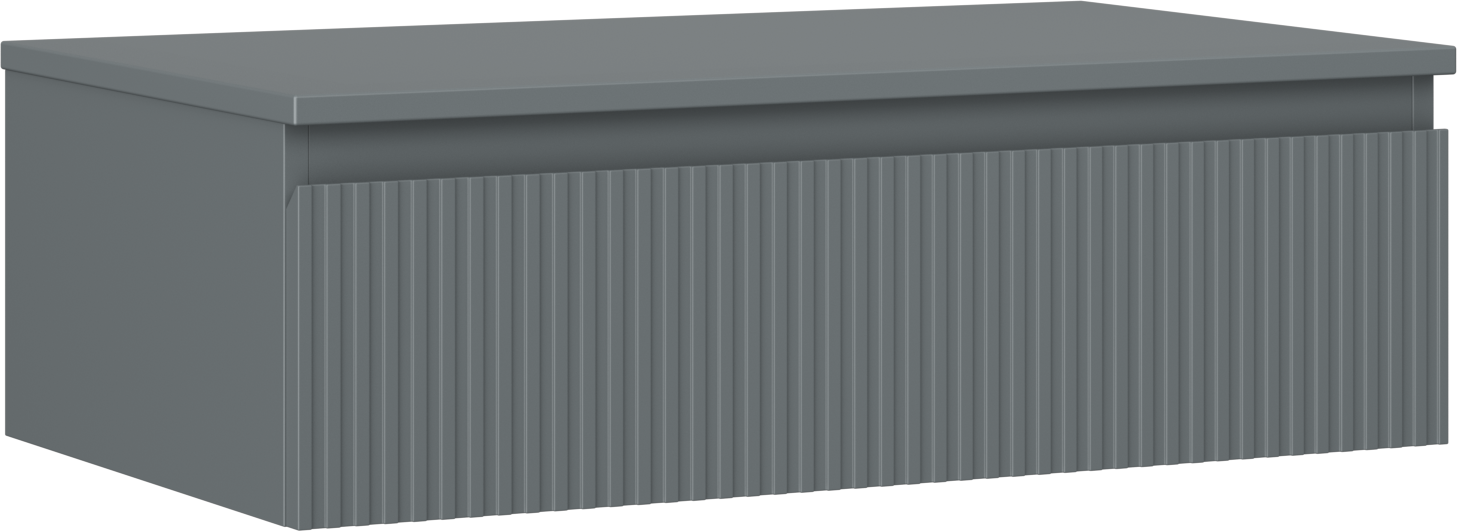 Mexen Rivel szafka łazienkowa podumywalkowa 80 cm z blatem, 1 szuflada, ryflowana , grafit mat - 91A20-08023-1-BFC66