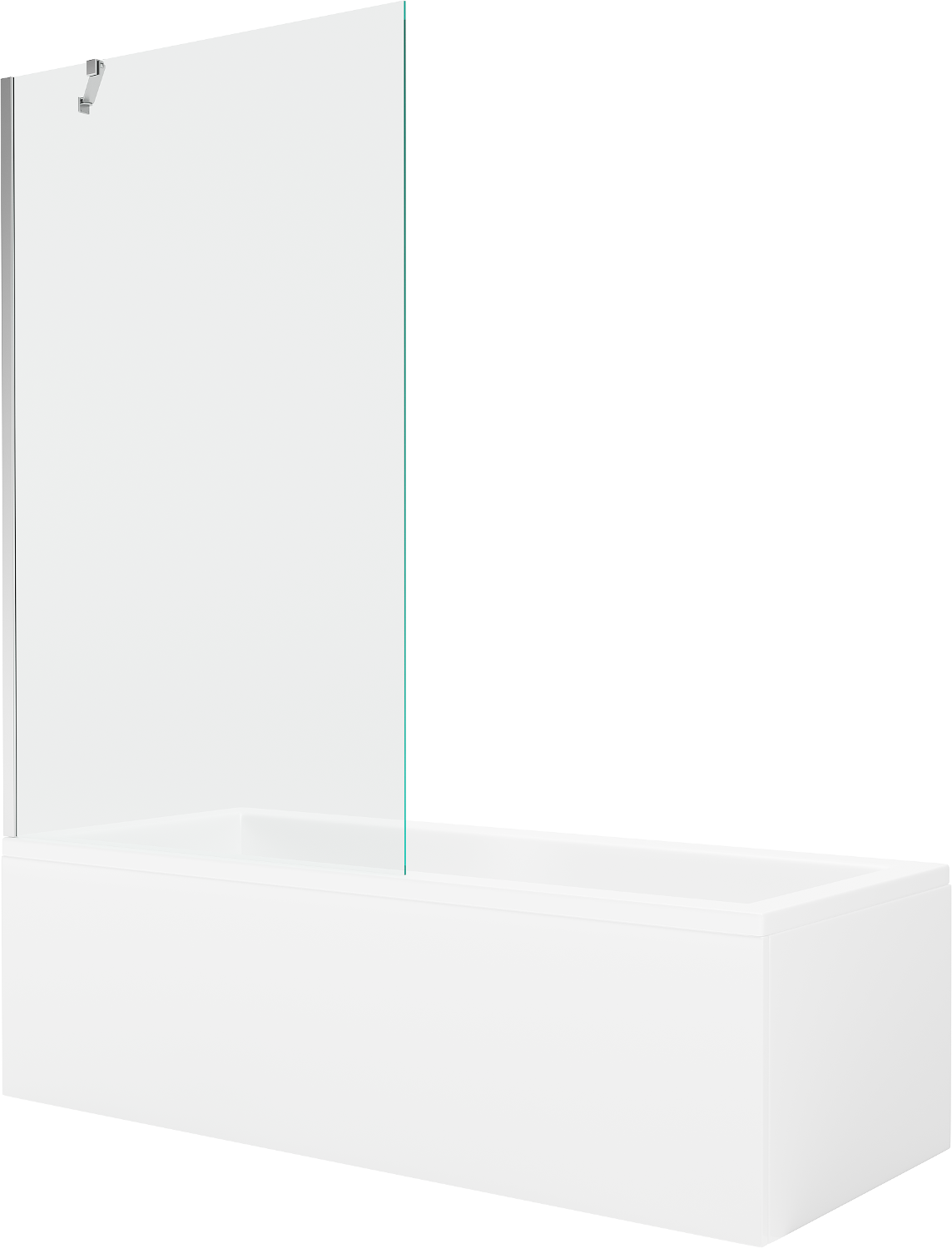 Mexen Cubik wanna prostokątna 150 x 70 cm z obudową i parawanem 1-skrzydłowym 100 cm, transparent, chrom - 550315070X9510000001