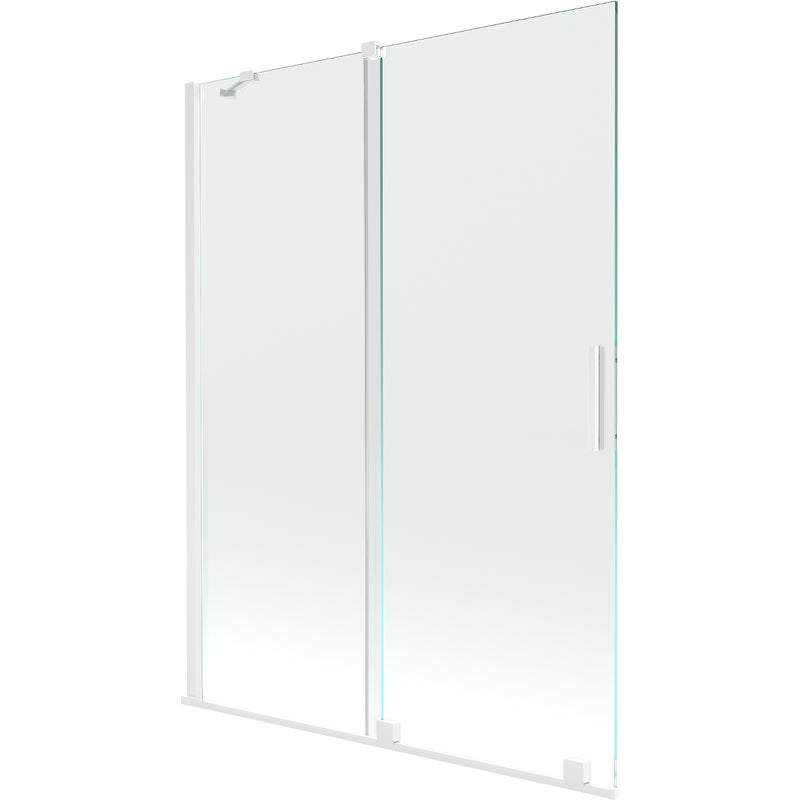 Mexen Velar parawan nawannowy 2-skrzydłowy rozsuwany 130 x 150 cm, transparent, biały - 896-130-000-01-20