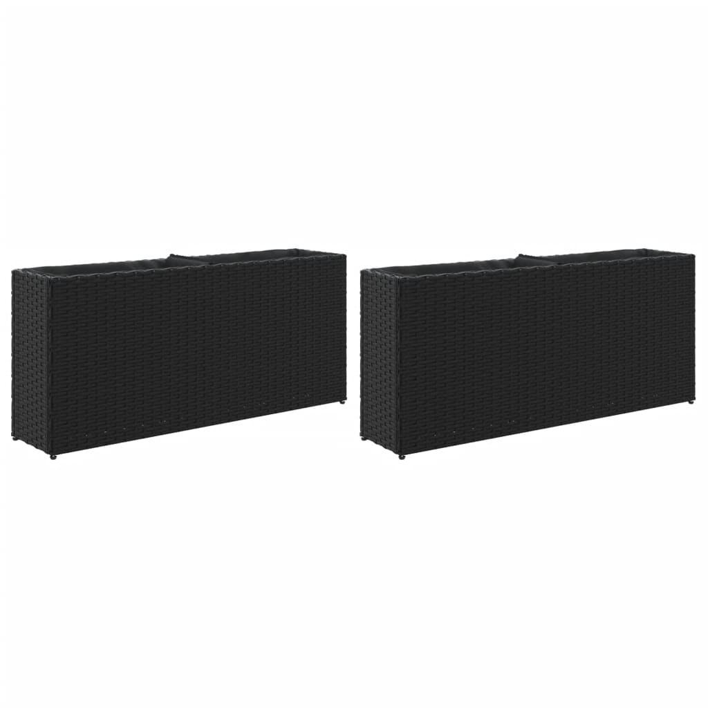 2x Donica Ogrodowa Stalowa 90x20x40 cm Czarna na Taras na Kwiaty
