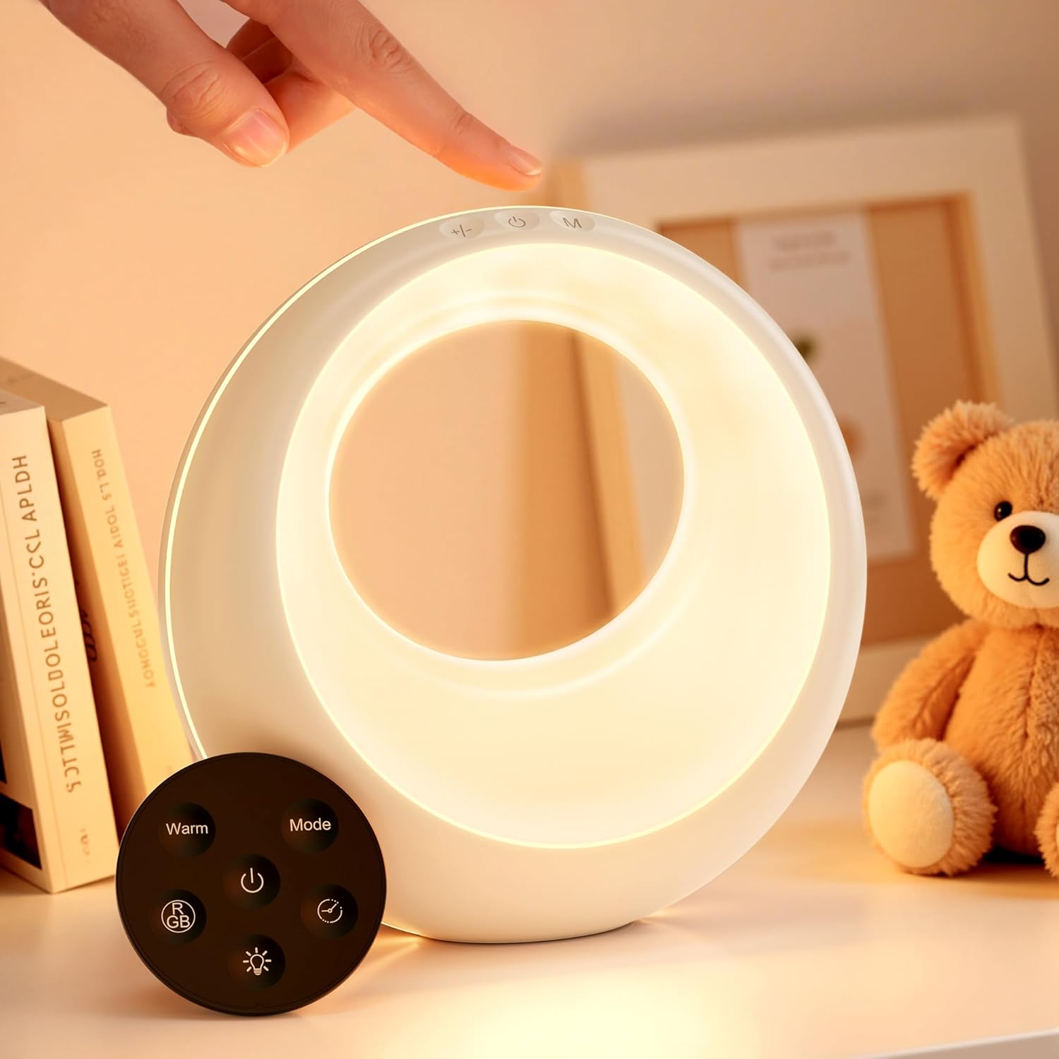 Dotykowa lampka nocna z możliwością ładowania - przyciemniana lampka nocna LED z pilotem - 7 kolorów RGB i 9 dynamicznych trybów kolorów