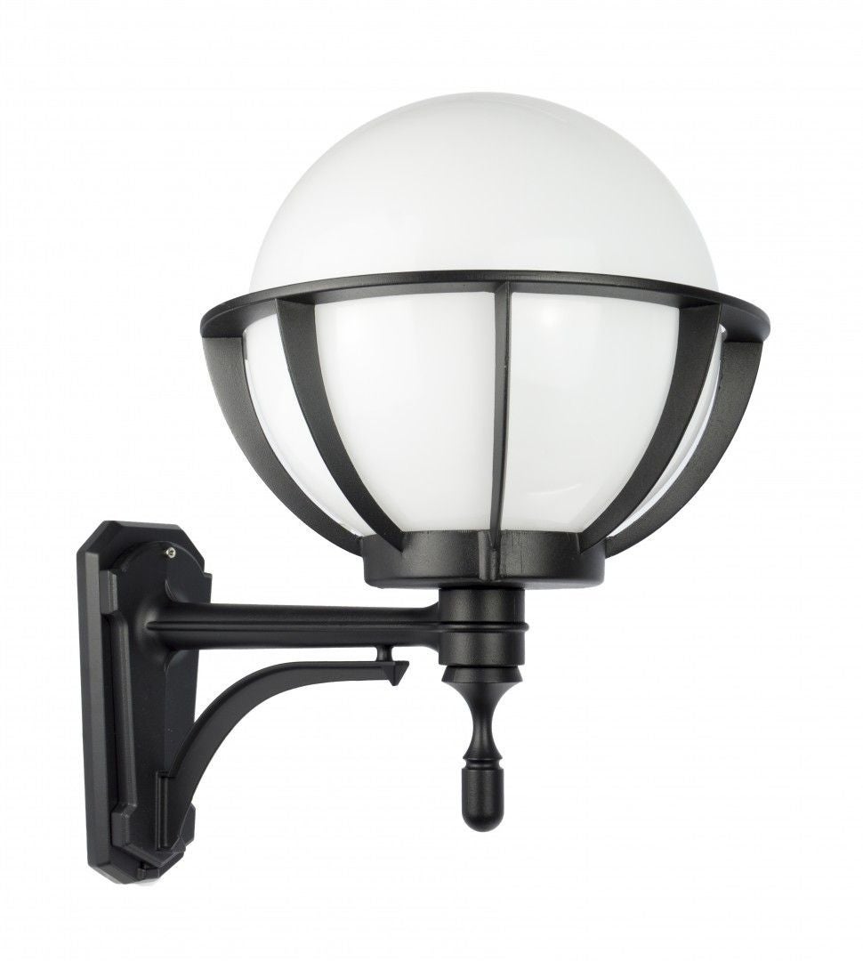 Kinkiet zewnętrzny kula biała lub dymiona 25 cm 1xE27 czarny IP43 SU-MA Kule K 3012/1/KPO 250 U