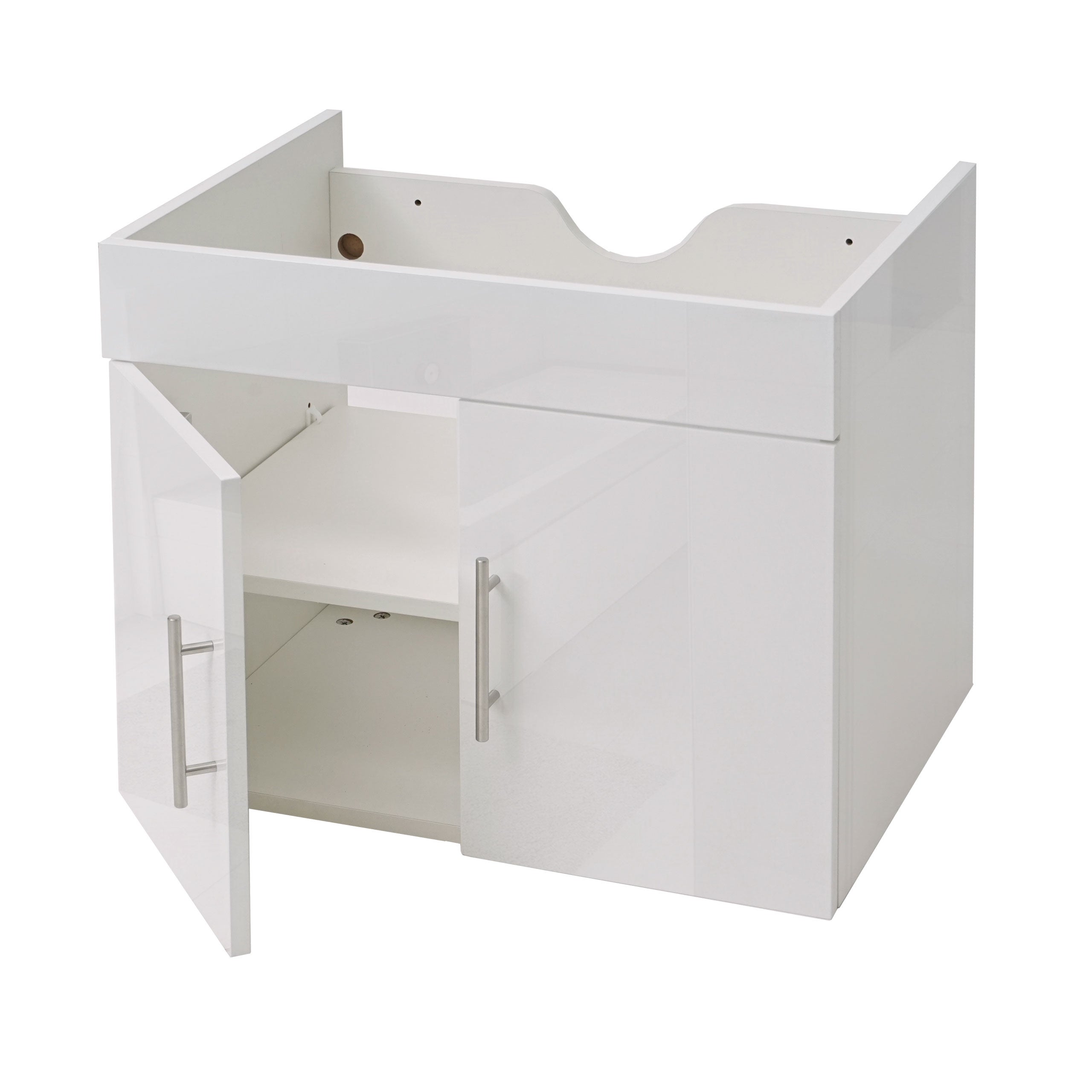 Szafka pod umywalkę HWC-D16, szafka pod umywalkę, szafka łazienkowa, MVG wysoki połysk 60 cm ~ biała