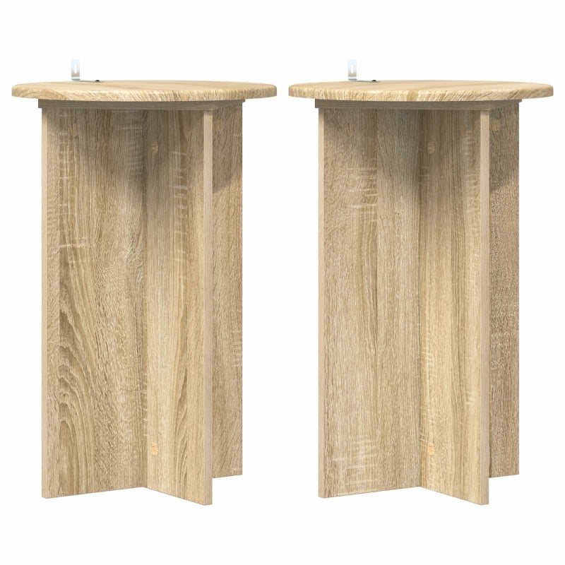 2x Stojak na Rośliny 60 cm Dąb Sonoma Ø40 cm do Salonu