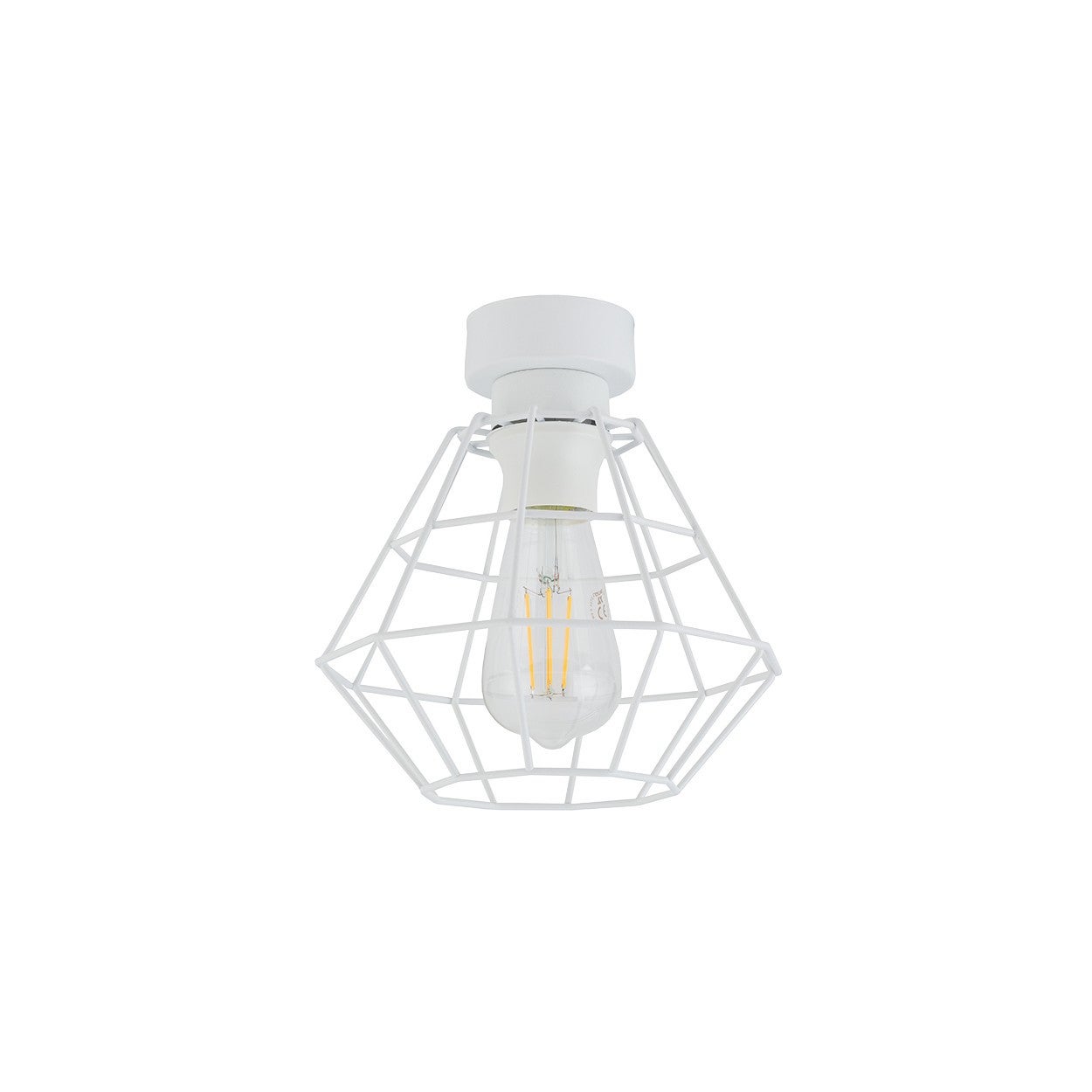 TK Diamond 22cm Druciana rama Półpłaska lampa sufitowa Biała 1xE27