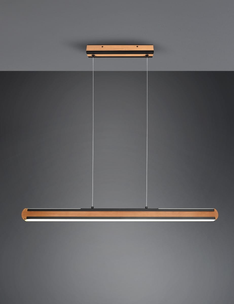 Lampa wisząca LED DEACON 40W Odcienie bieli 3200lm drewno brązowo-czarna wym:150x110x6,5cm IP20 Trio