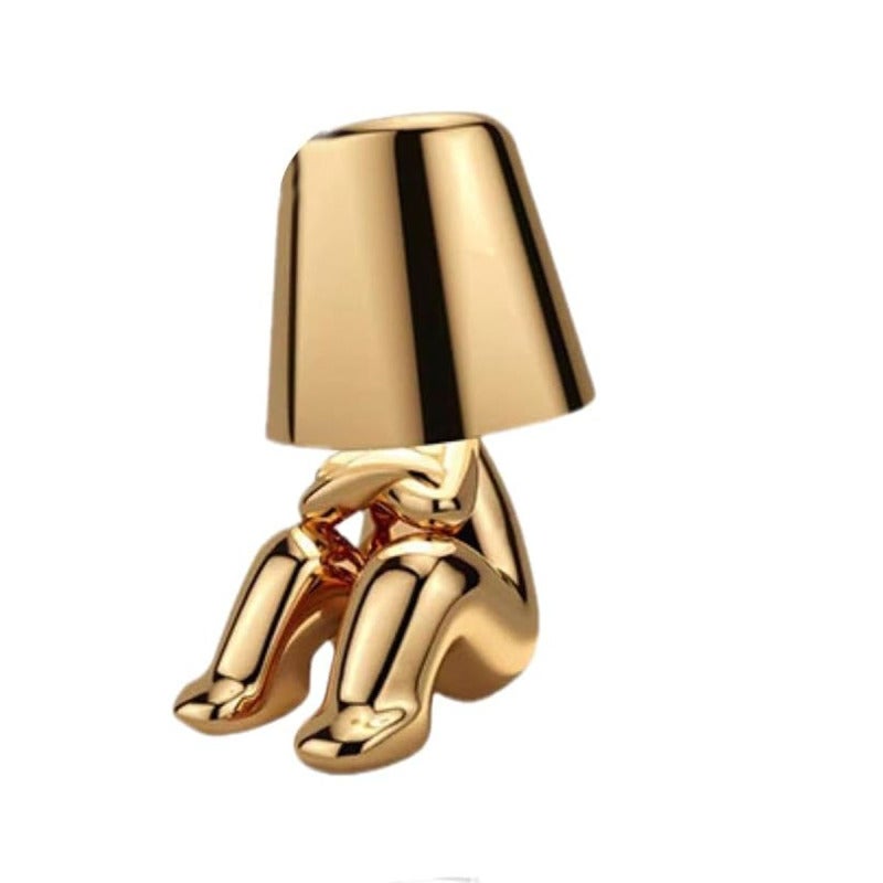 Złota lampka stołowa w kształcie człowieka Zabawna lampka nocna dekoracyjna lampka Myśliciel Ornament rzeźba do domu złota artystyczna model siedzący