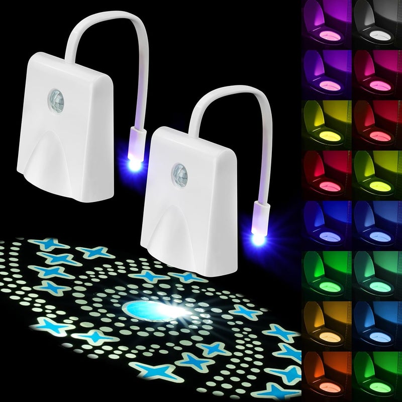 2 sztuki lampek nocnych do toalety z czujnikiem ruchu, 6 kolorów, ładowanych przez USB, regulowanych, lampek nocnych do toalety z czujnikiem ruchu