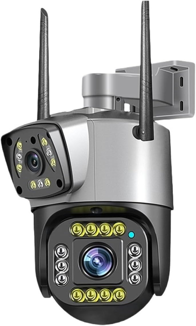 Kamera z podwójnym obiektywem – 4-obiektywowa kamera do inteligentnego monitoringu domu z kolorowym trybem widzenia nocnego PTZ (wtyczka EU, karta ni