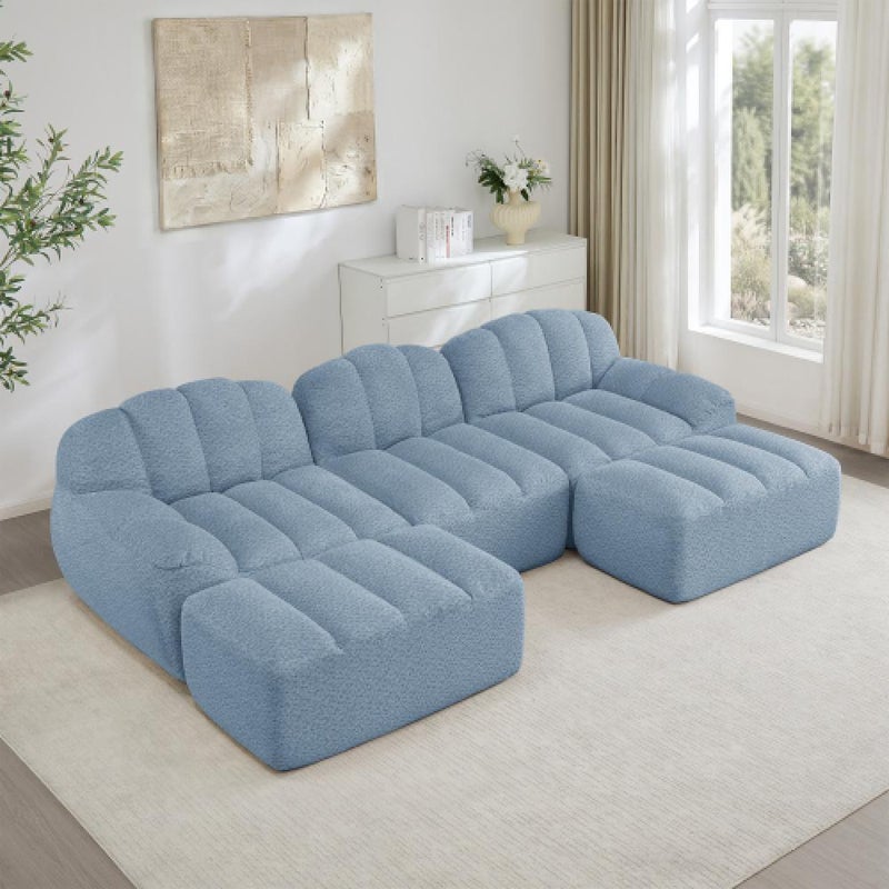 Modułowa sofa 3-osobowa w stylu muszli, głębokie poduszki, do salonu i mieszkania, nie wymaga montażu
