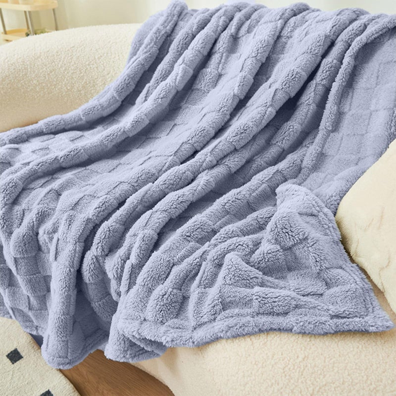 Wygodny niebieski koc polarowy na sofę - Super miękkie i wygodne koce w rozmiarze king size, 100 x 150 cm