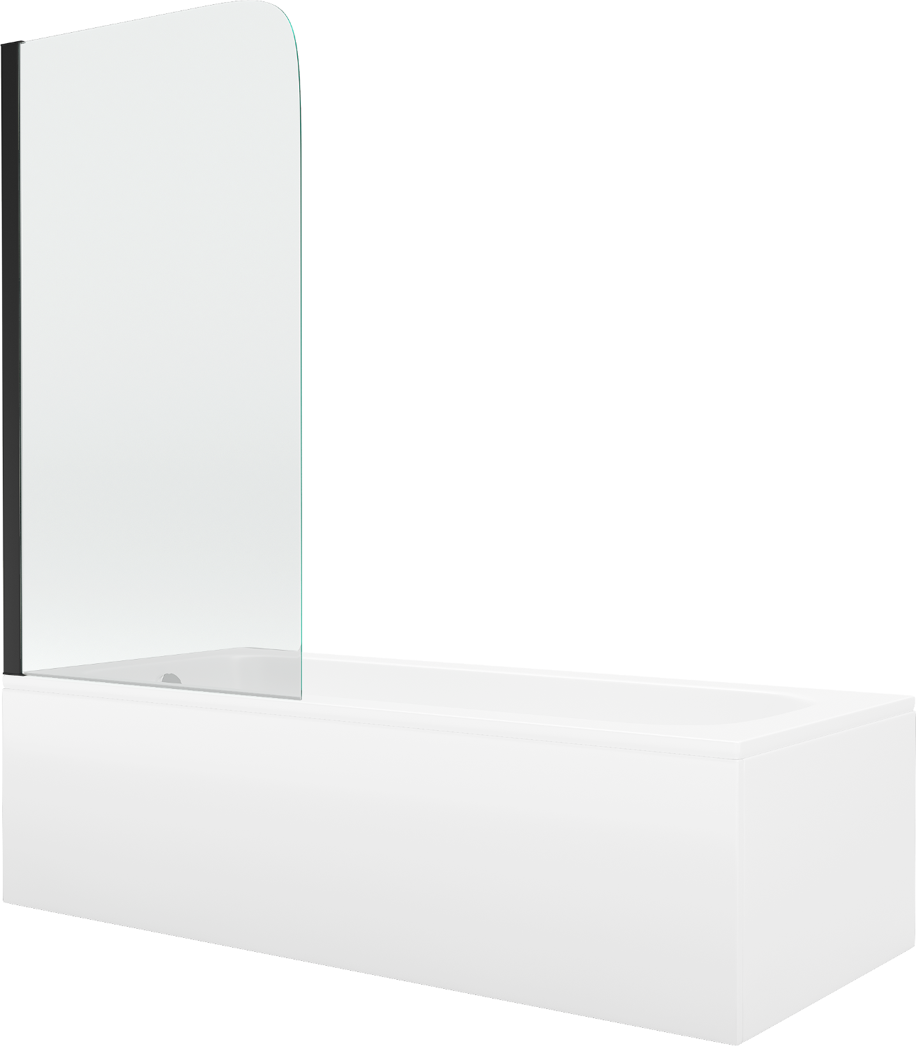 Mexen Vega wanna prostokątna 160 x 70 cm z obudową i parawanem 1-skrzydłowym 70 cm, transparent, czarny - 550116070X9007017000