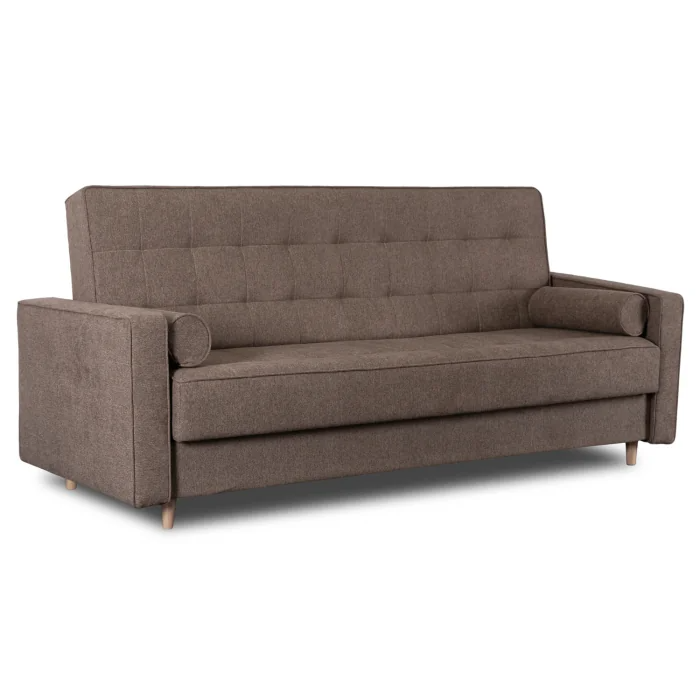 Wersalka Sofa Kanapa Rozkładana z Funkcją Spania Dwuosobowa Brązowa MALTA