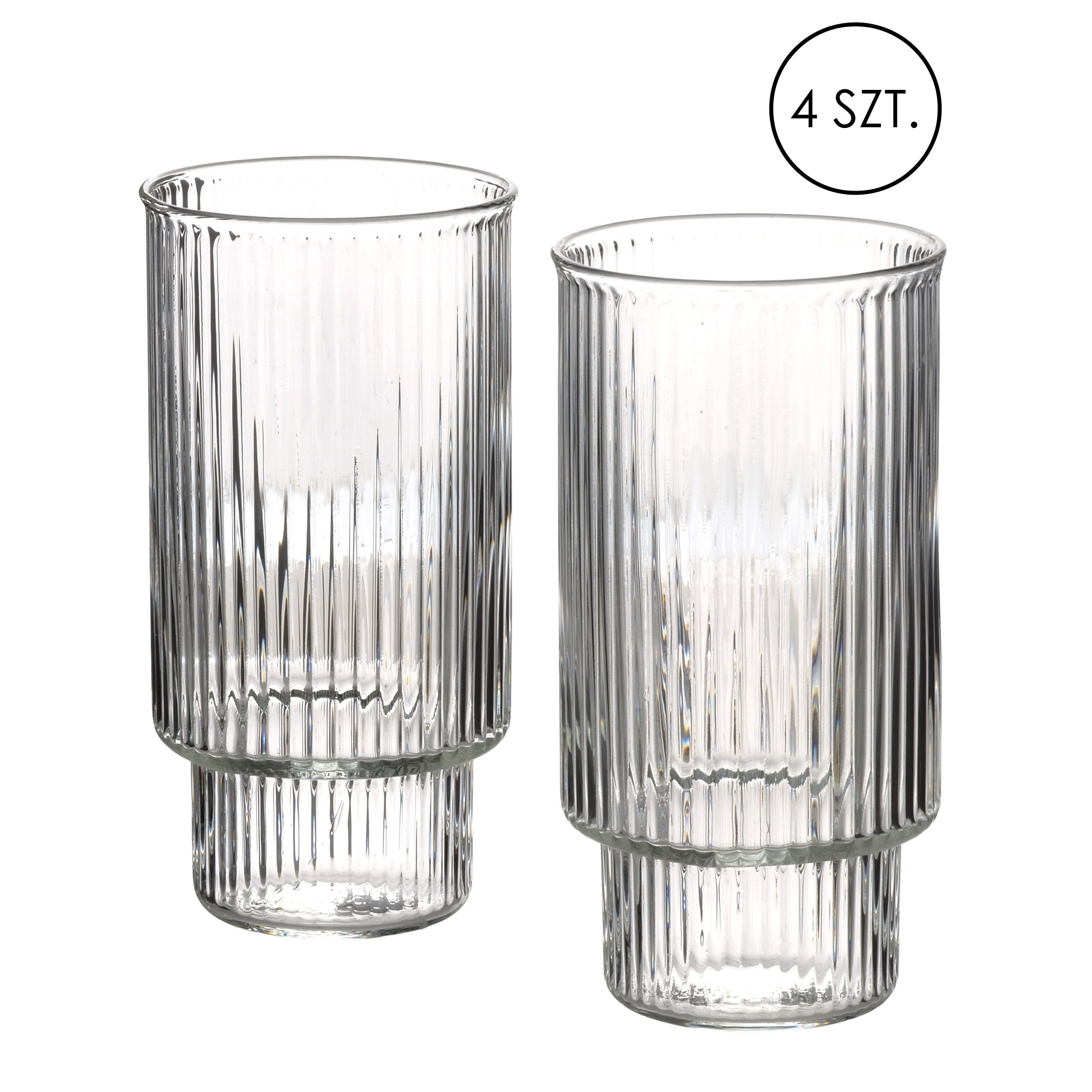 ella stripes komplet 4 szklanek 400ml ze szkła borokrzemowego 7x5,6x14cm